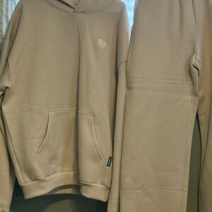 Women's Cream Hoodie with Heart Detail